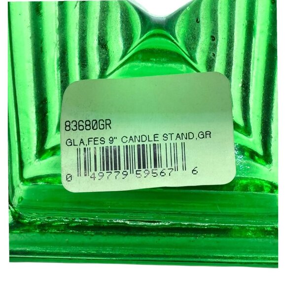 Green Glass 9" Pyramid-Style Candle Holder Stand - Picture 7 of 7